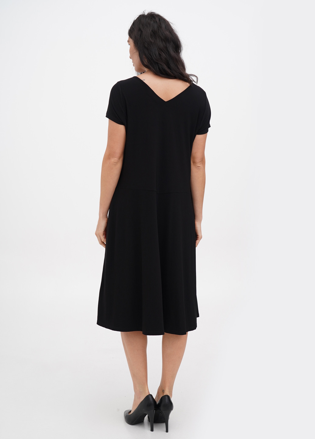 Черное кэжуал платье клеш Ralph Lauren однотонное