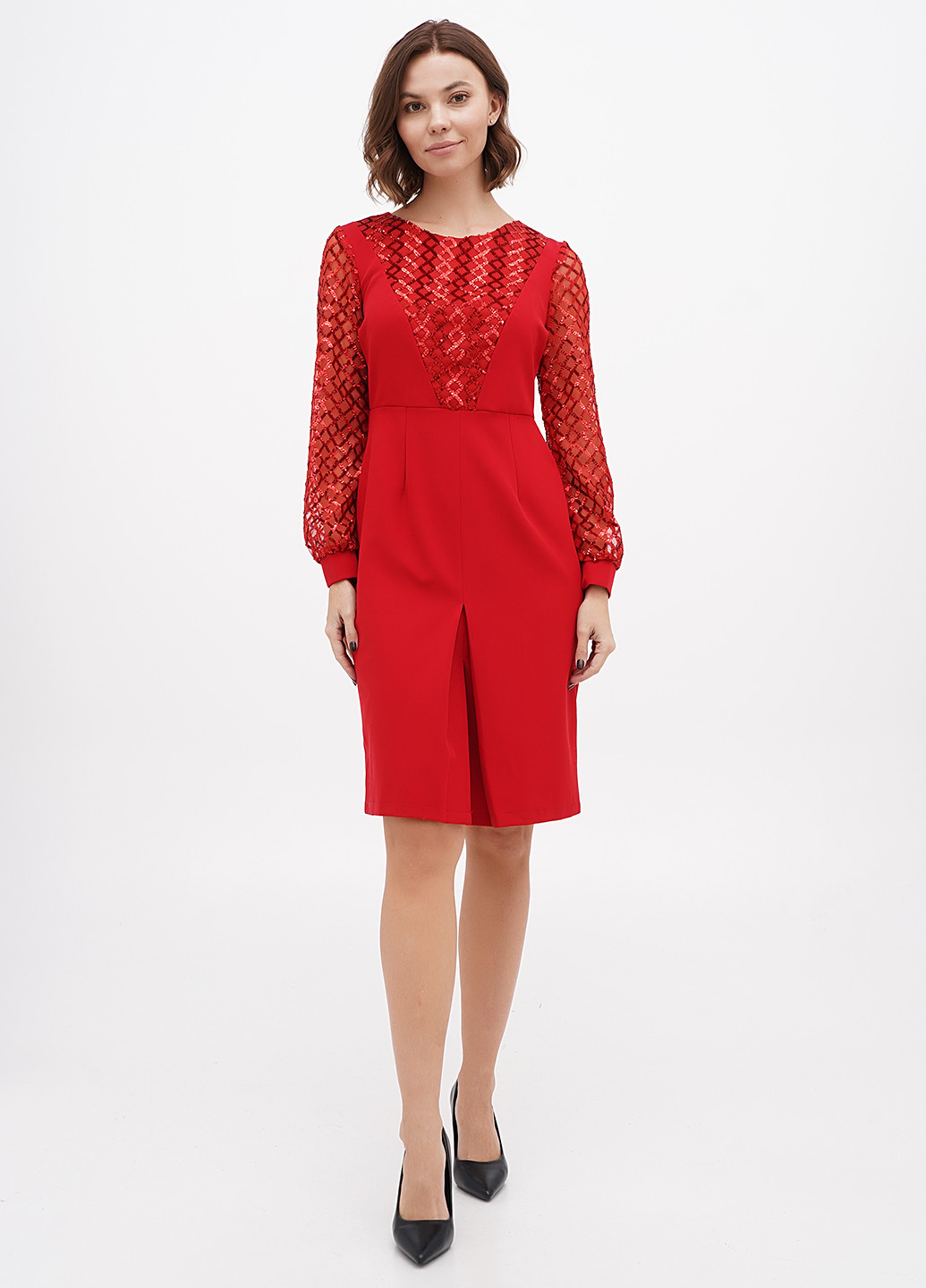 Алое кэжуал платье силуэтная Sassofono однотонное