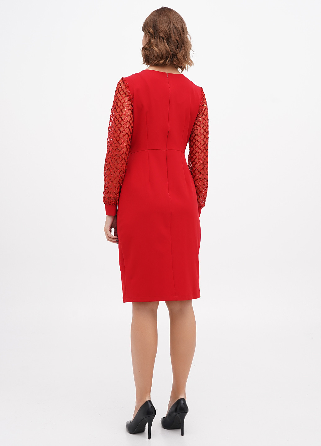 Алое кэжуал платье силуэтная Sassofono однотонное