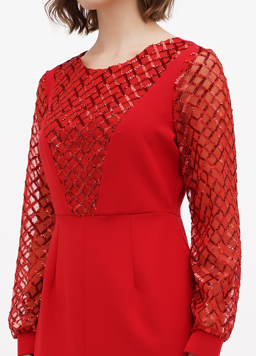 Алое кэжуал платье силуэтная Sassofono однотонное