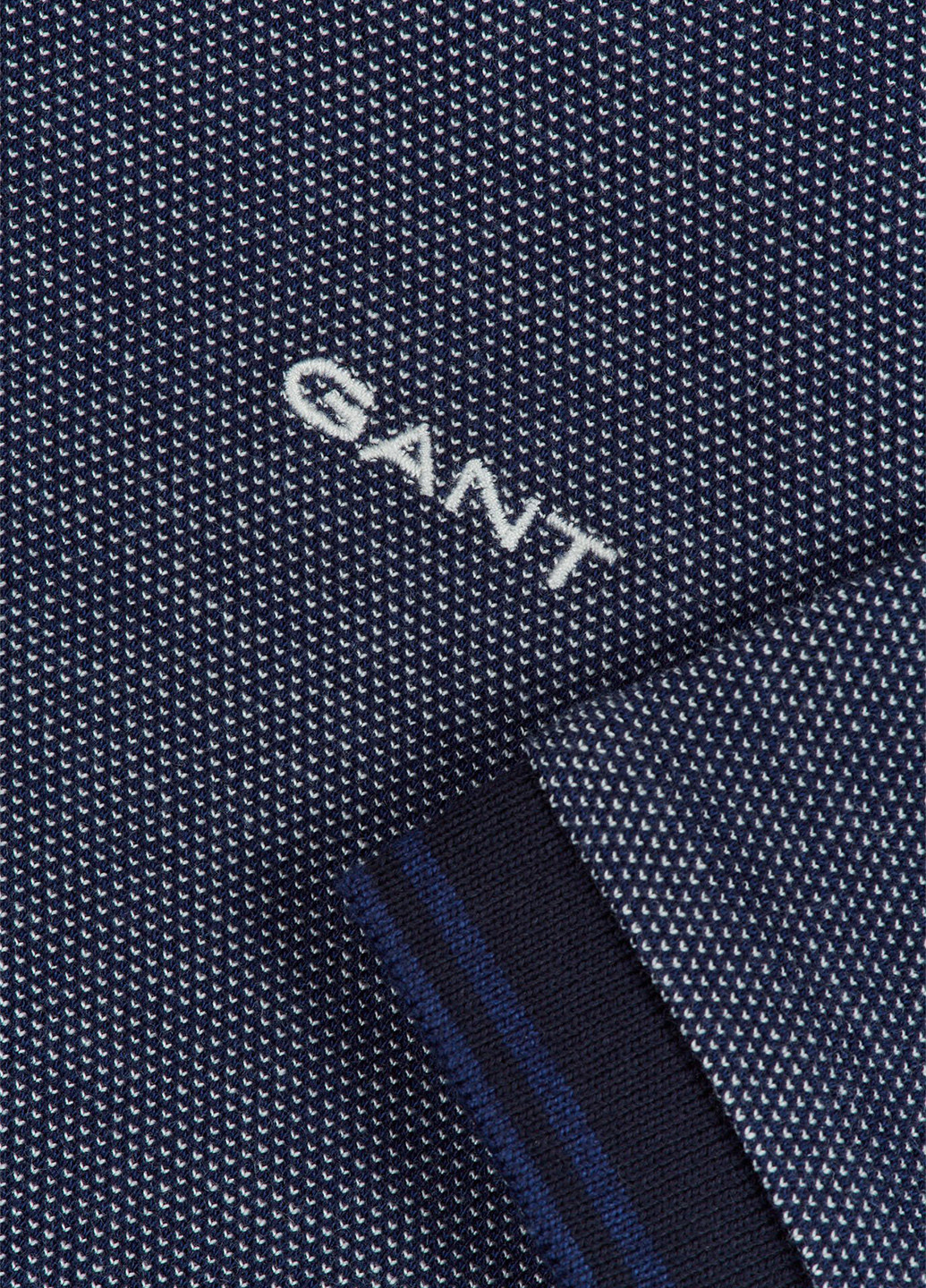 Синяя футболка-поло для мужчин Gant с узором «перец с солью»