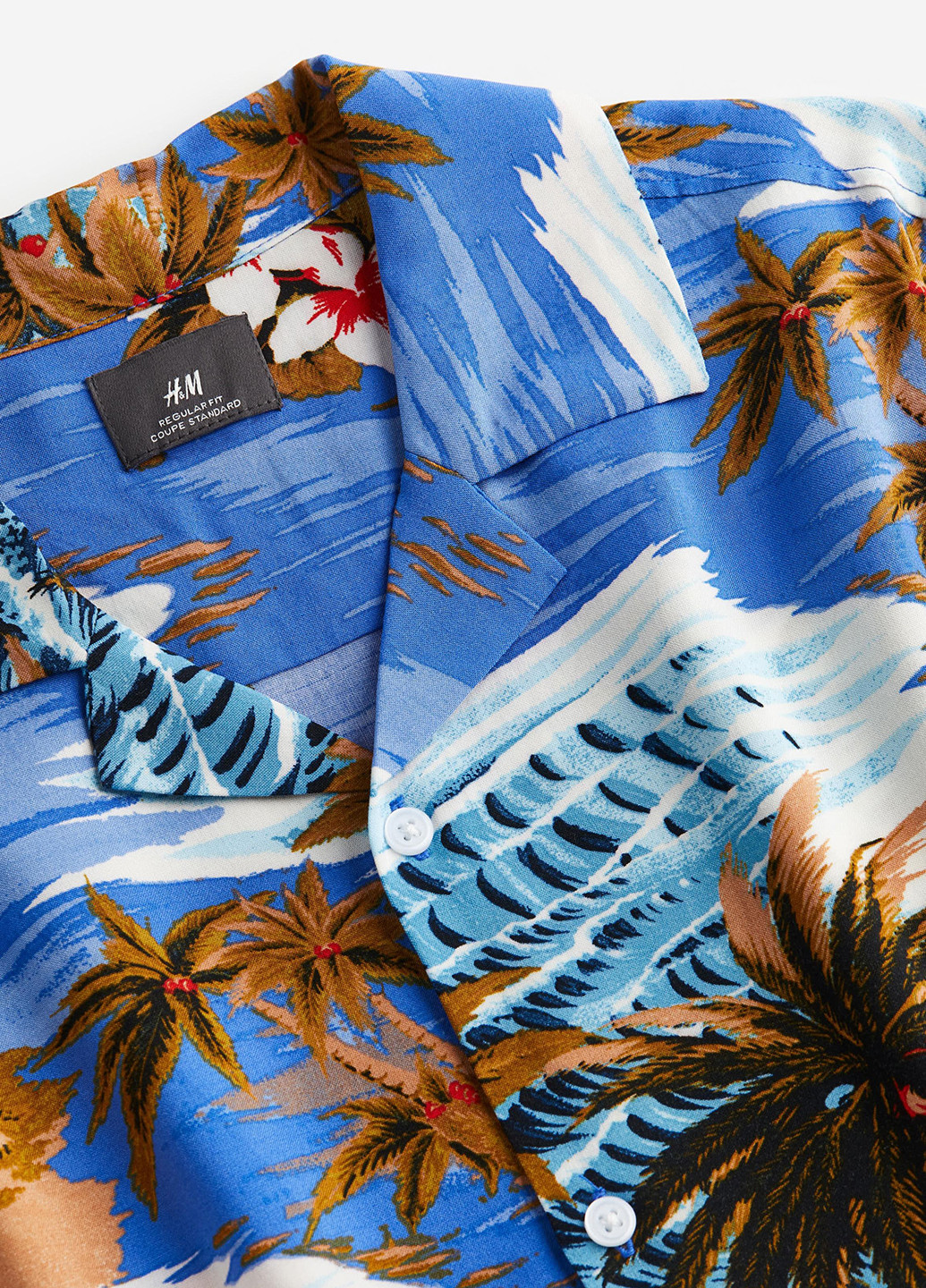 Синяя кэжуал рубашка с рисунком H&M