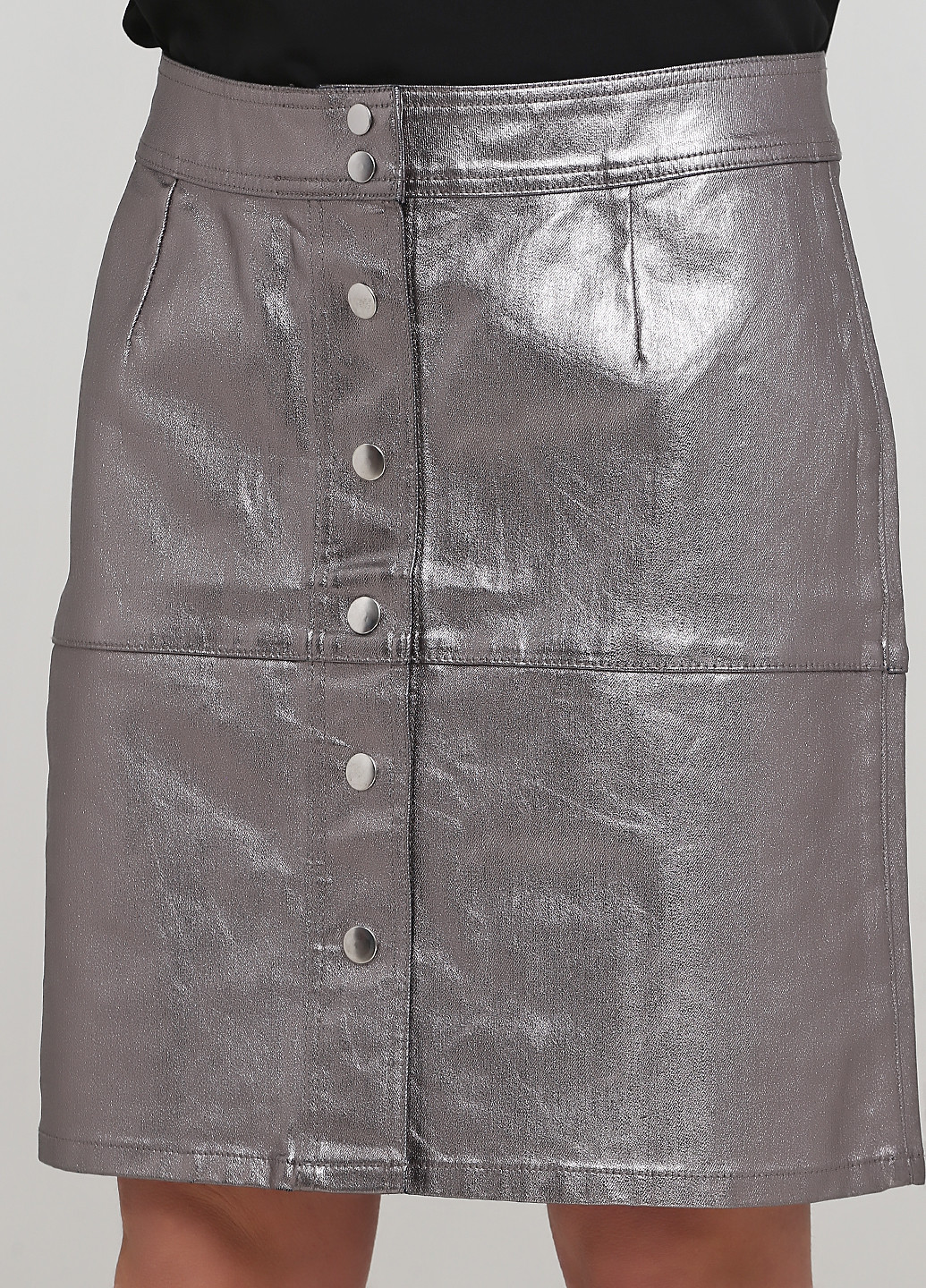 Серебряная кэжуал однотонная юбка Rick Cardona