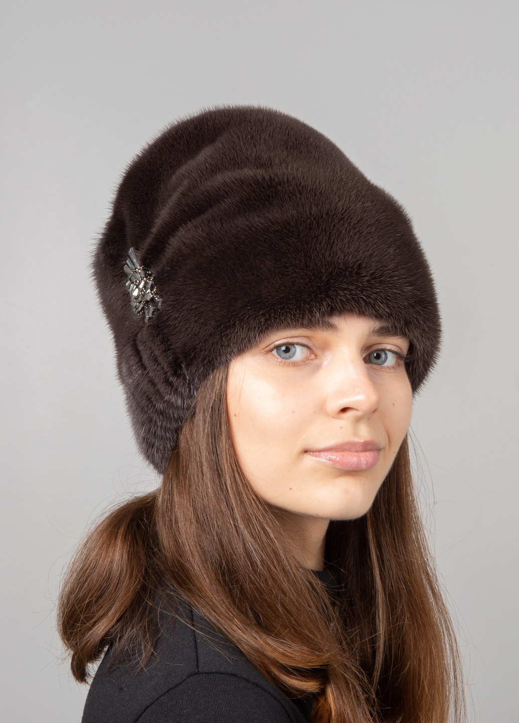 Женская зимняя норковая шапка кубанка из натурального меха норки Меховой Стиль камелия (254894903)