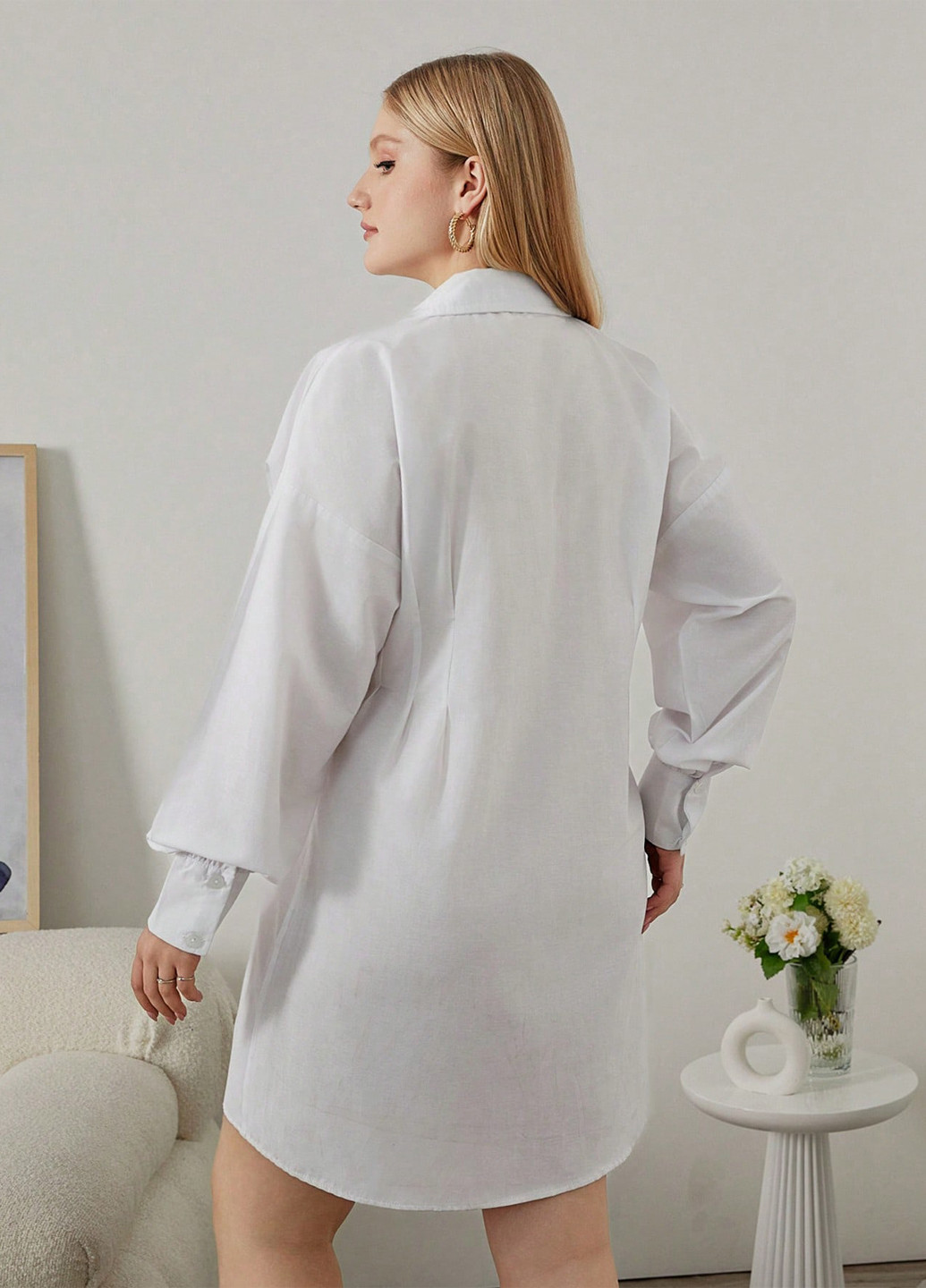 Білий кежуал сукня сукня-сорочка SHEIN однотонна