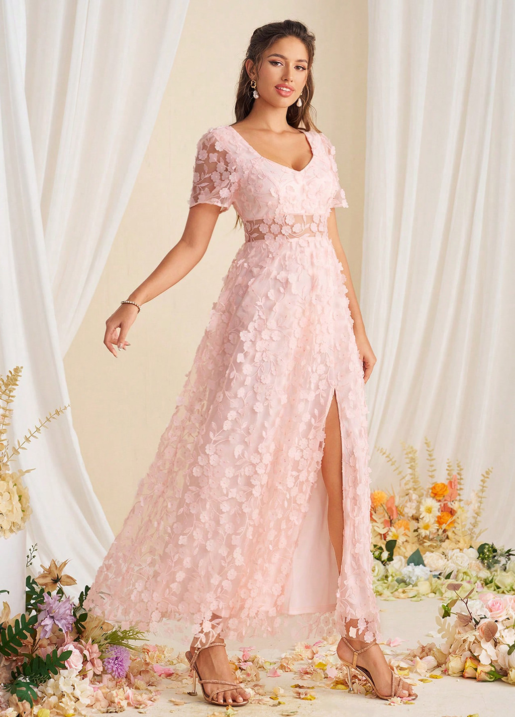 Світло-рожева святковий сукня SHEIN однотонна