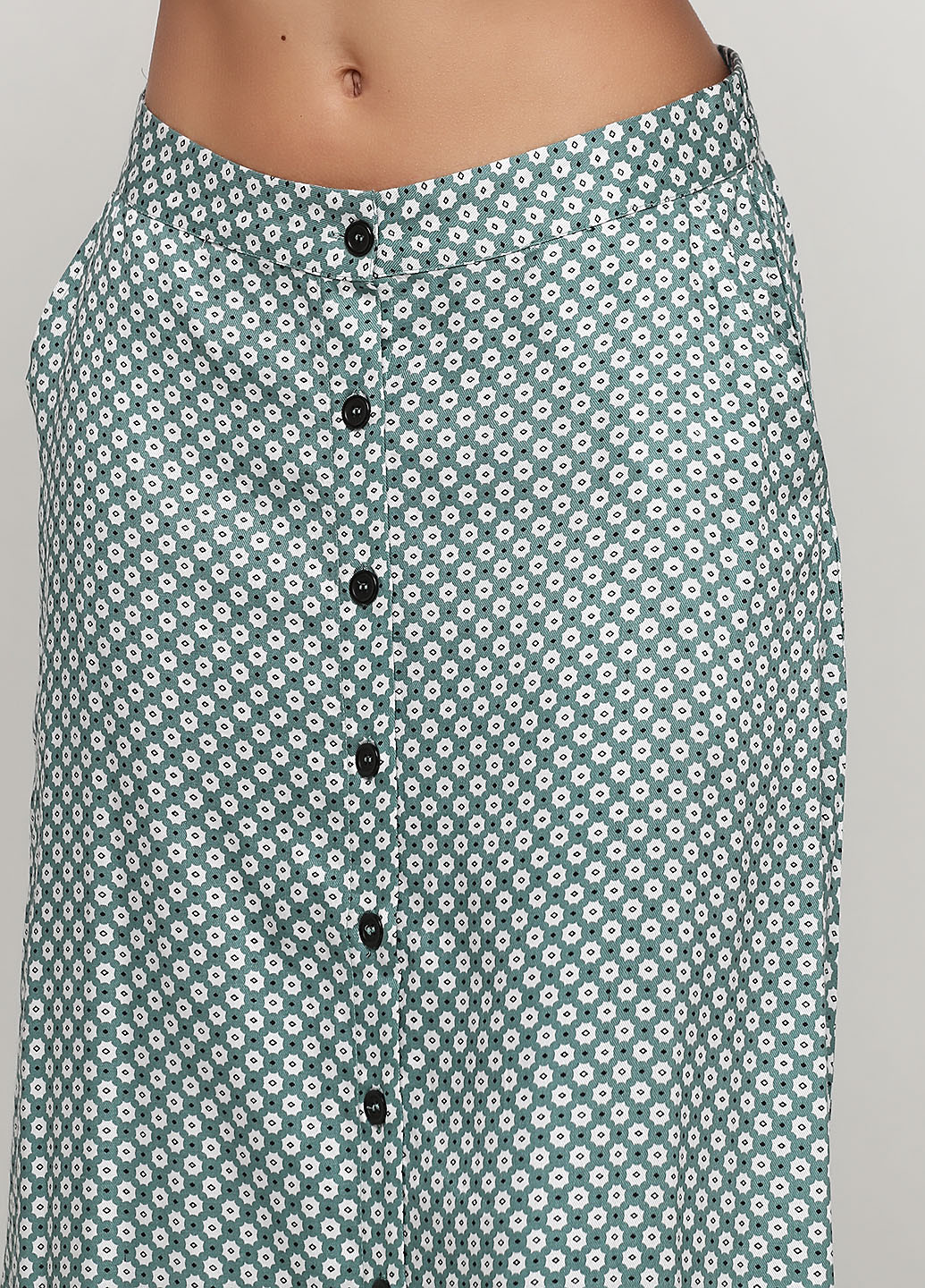 Зеленая кэжуал с геометрическим узором юбка BRANDTEX COPENHAGEN а-силуэта (трапеция)