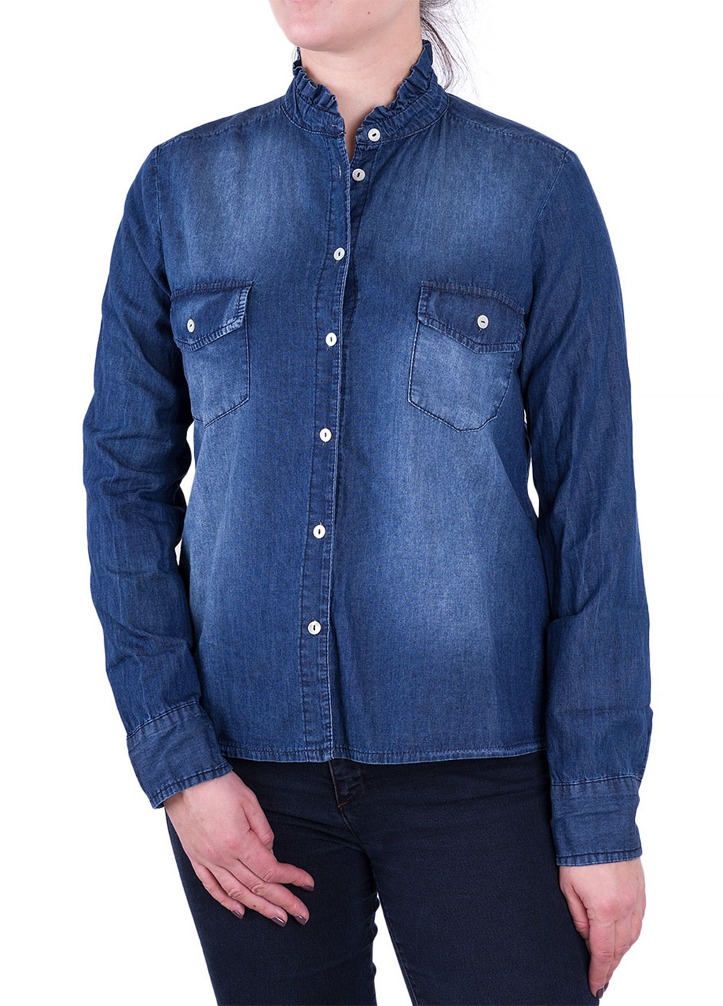 Синяя кэжуал рубашка однотонная Miss Miss