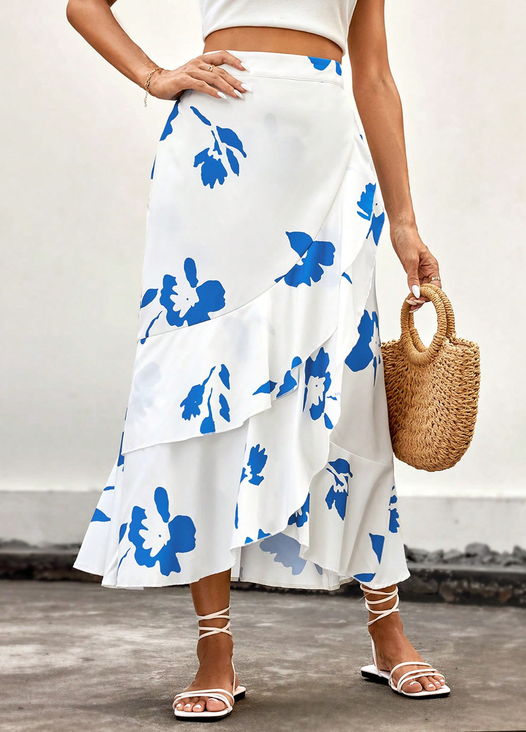 Разноцветная кэжуал цветочной расцветки юбка SHEIN а-силуэта (трапеция)