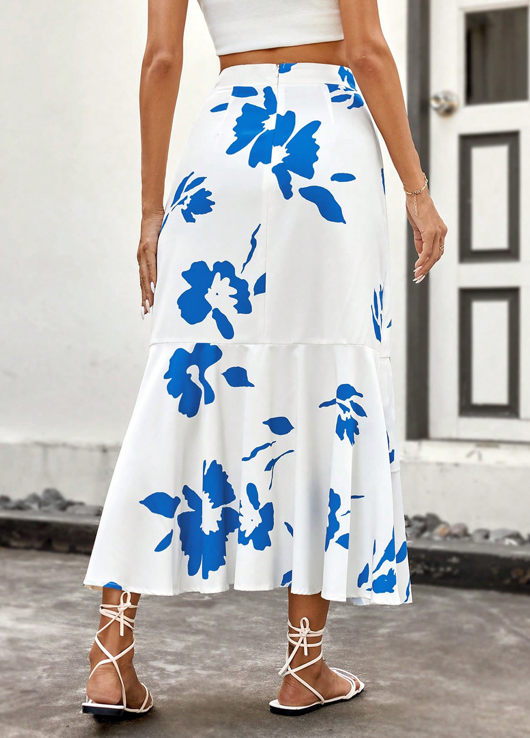 Разноцветная кэжуал цветочной расцветки юбка SHEIN а-силуэта (трапеция)