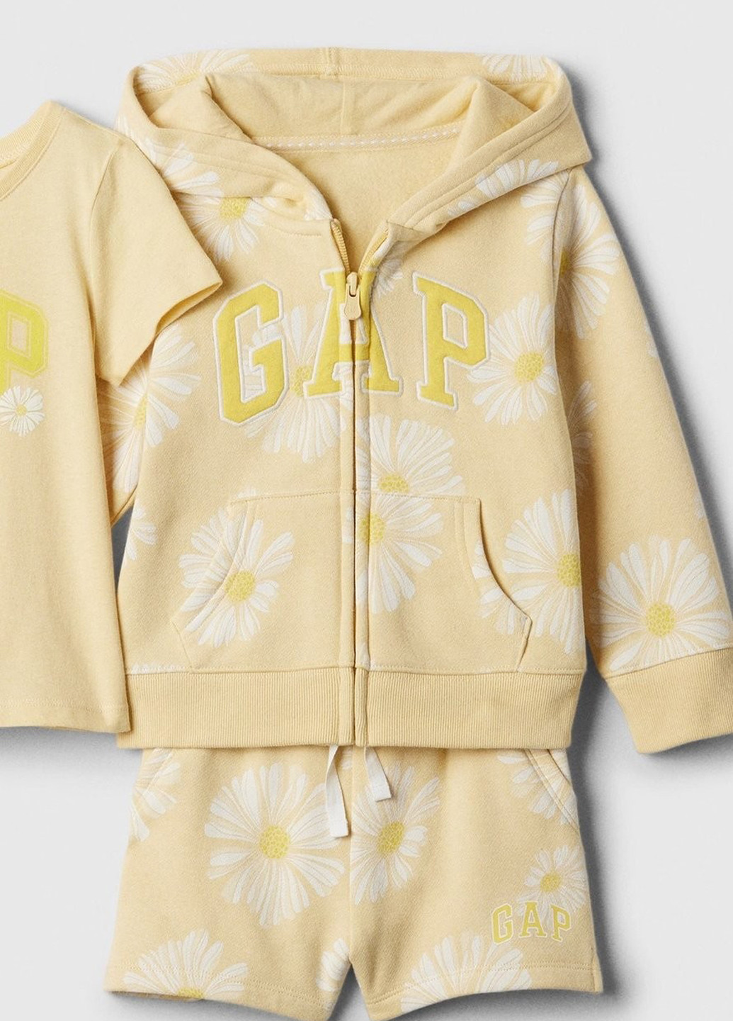 Жовтий демісезонний комплект (толстовка, футболка, шорти) Gap