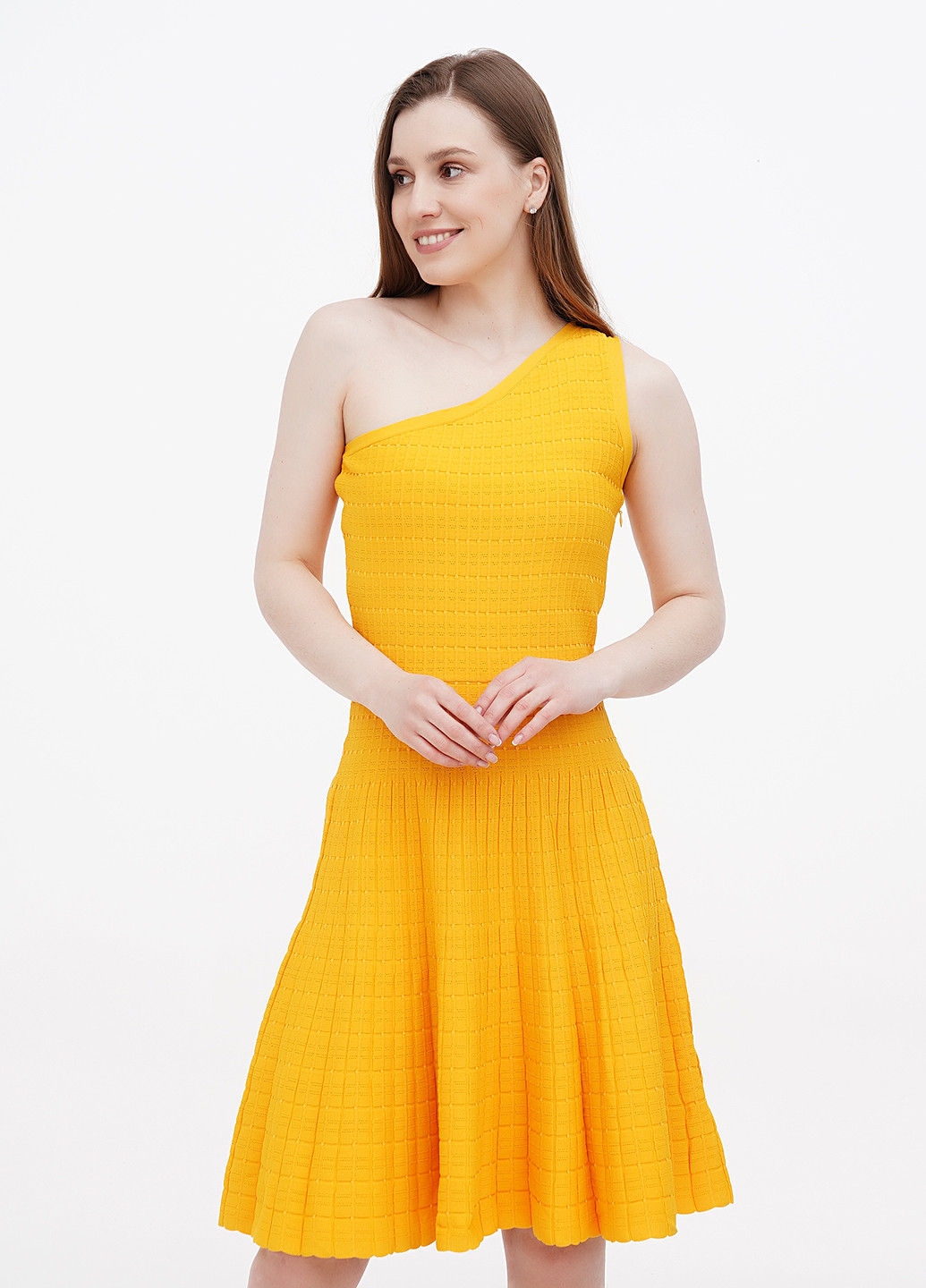 Желтое кэжуал платье клеш Michael Kors однотонное