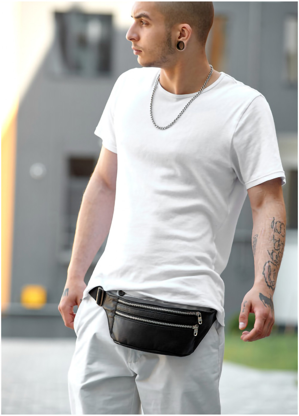 Чоловіча шкіряна сумка на пояс 31х12х5 см Sambag (253490684)