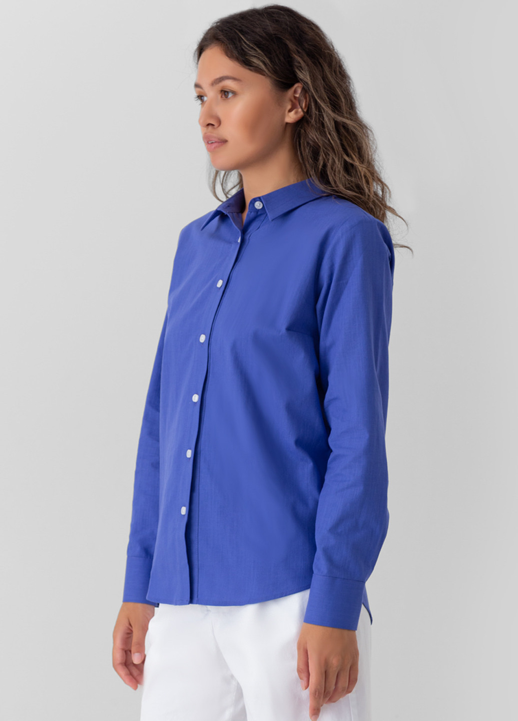 Синяя кэжуал рубашка однотонная Arber