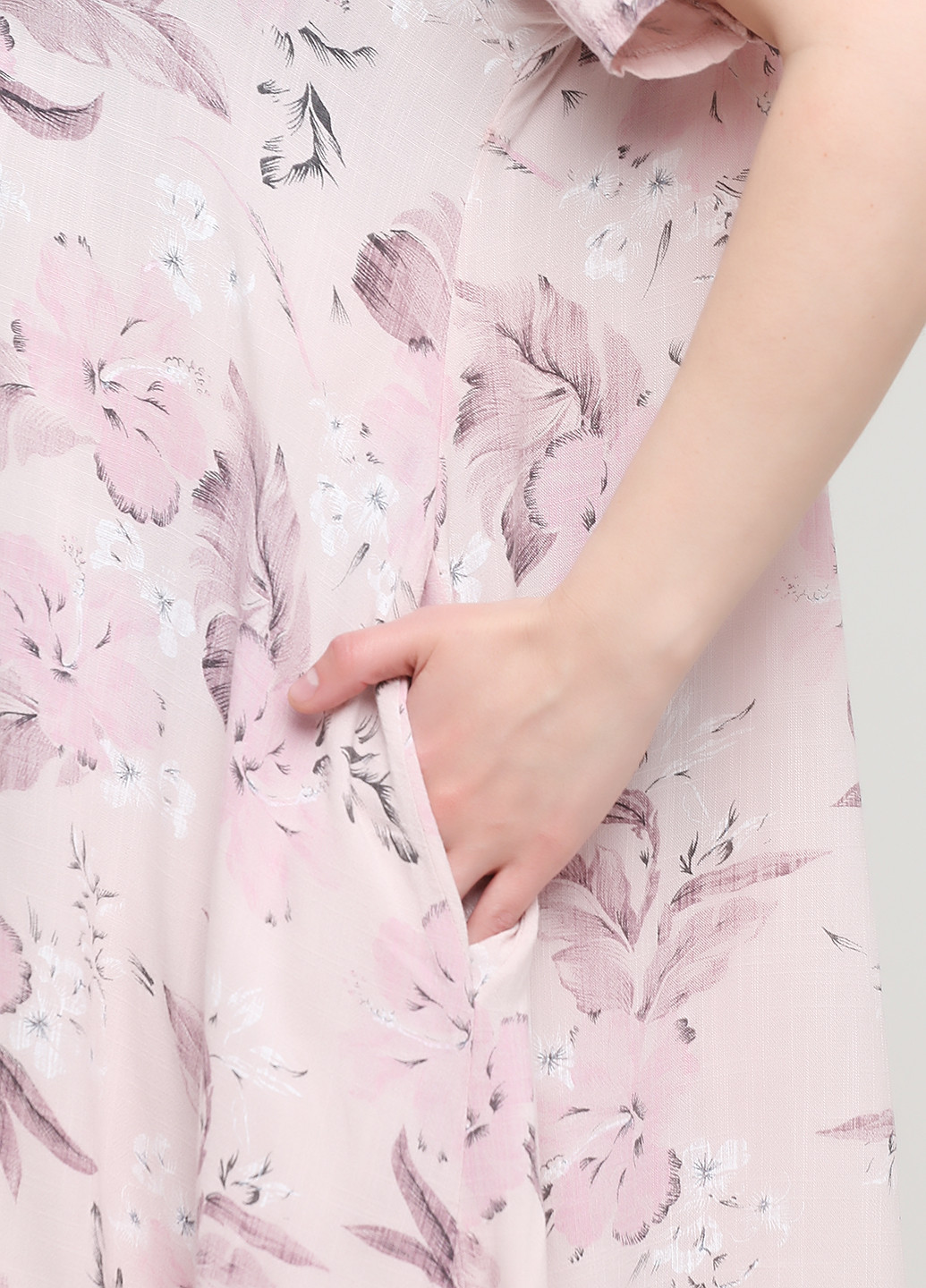 Пудрова кежуал сукня з завищеною талією Made in Italy з квітковим принтом