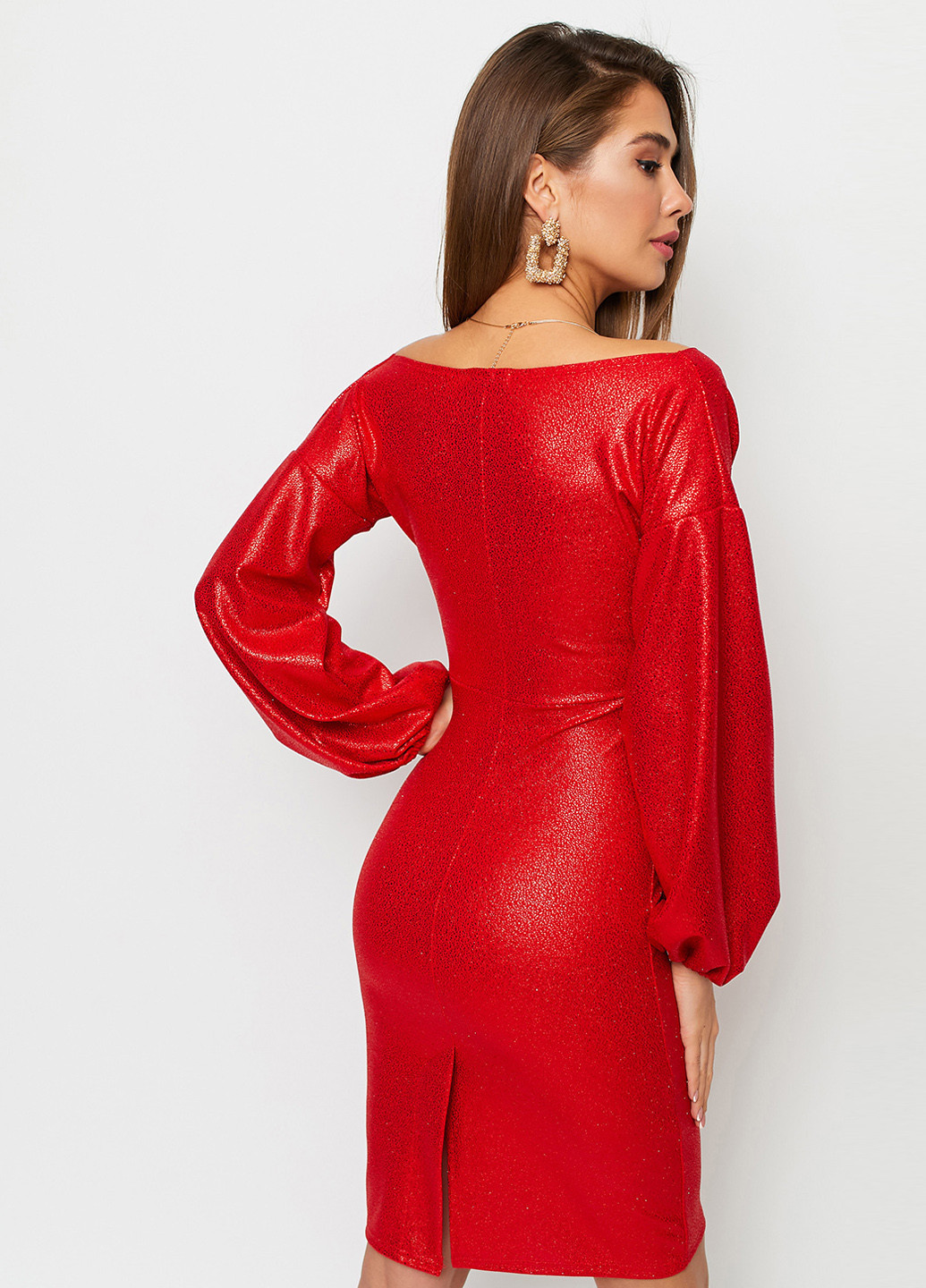 Красное вечернее платье футляр Karree однотонное