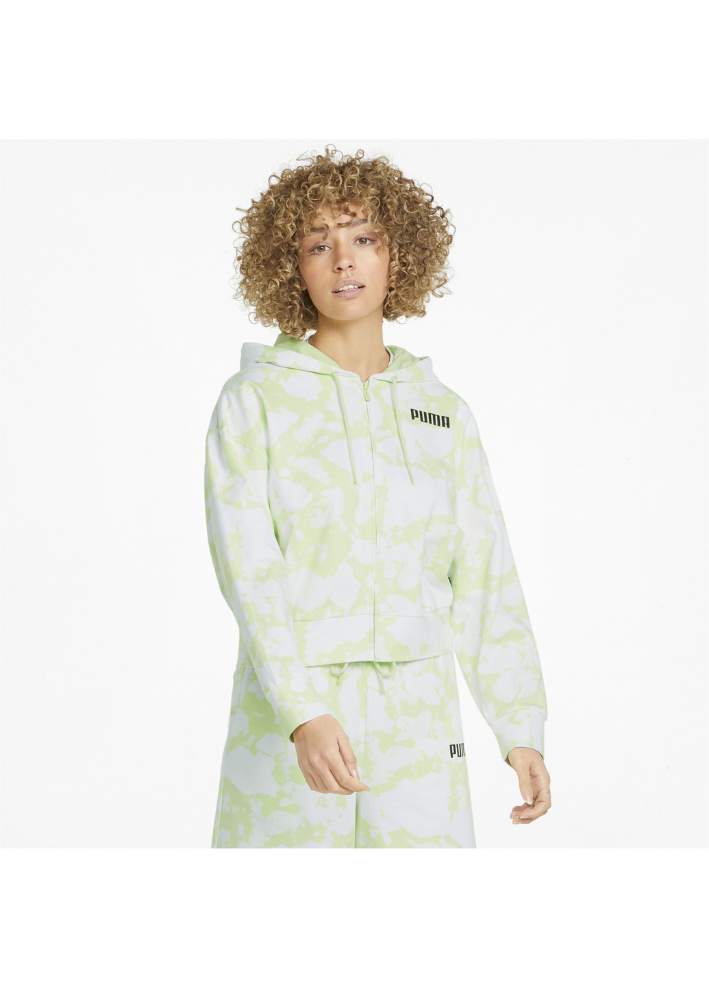 Зелена спортивна толстовка summer full-zip women's hoodie Puma однотонна