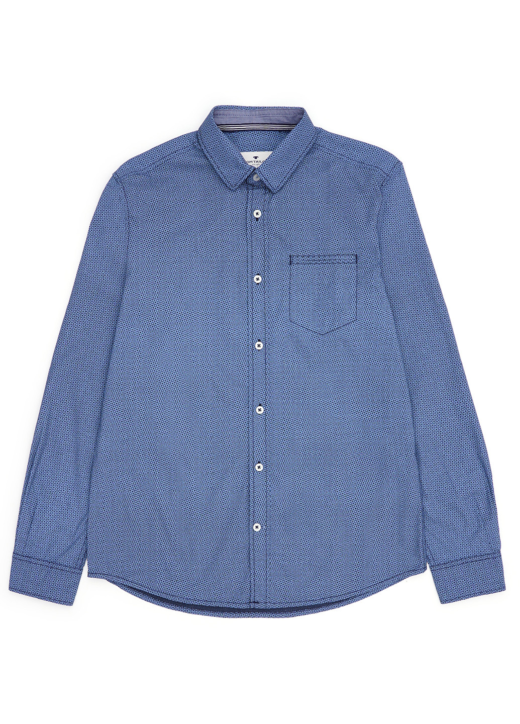 Синяя кэжуал рубашка однотонная Tom Tailor