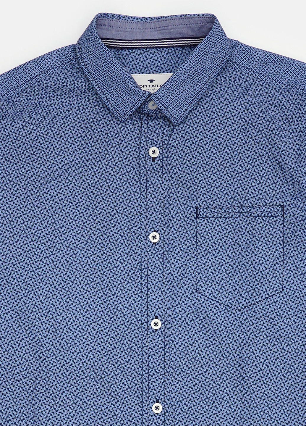 Синяя кэжуал рубашка однотонная Tom Tailor