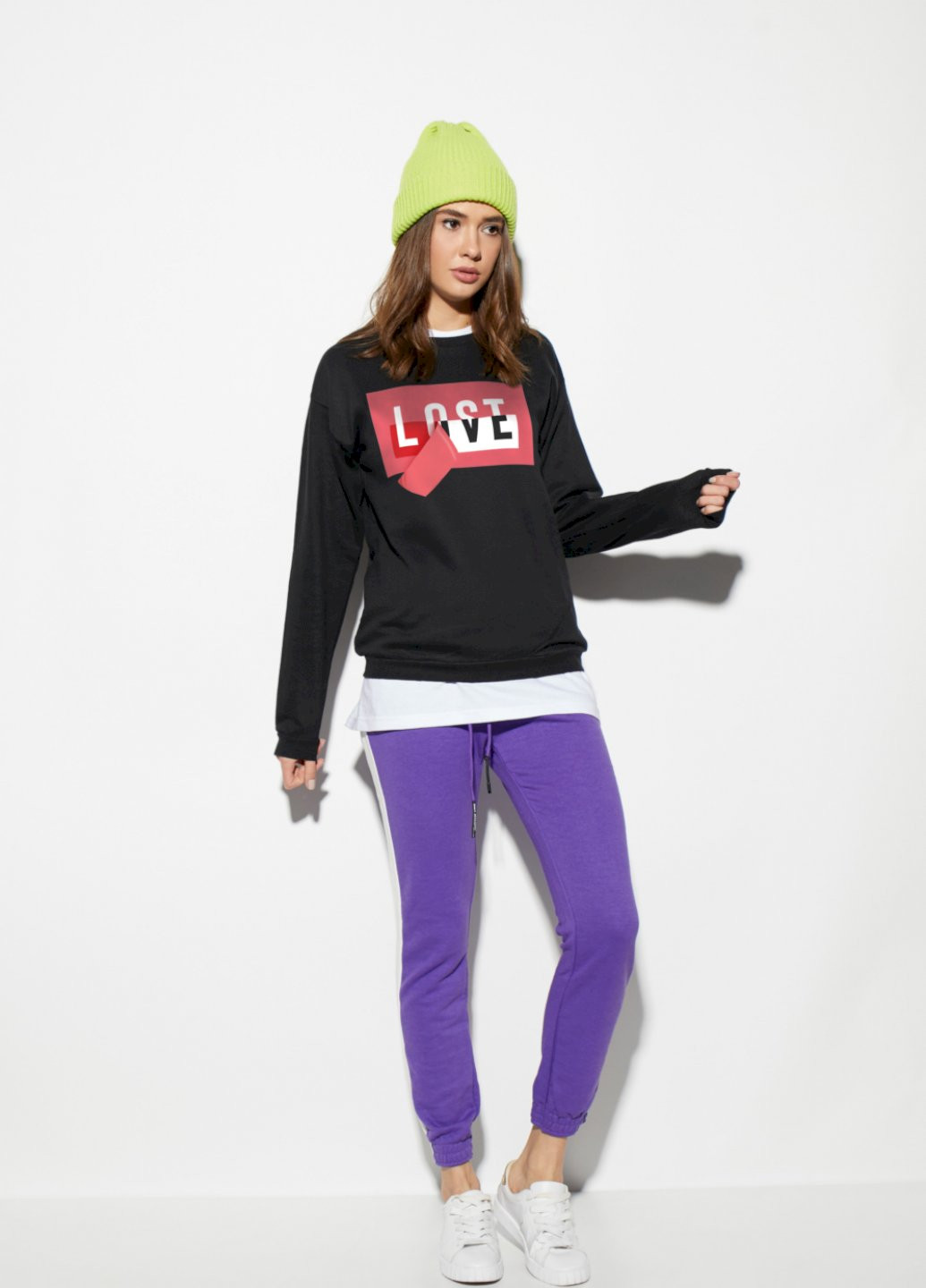 Чорний світшот basic YAPPI (201486745)