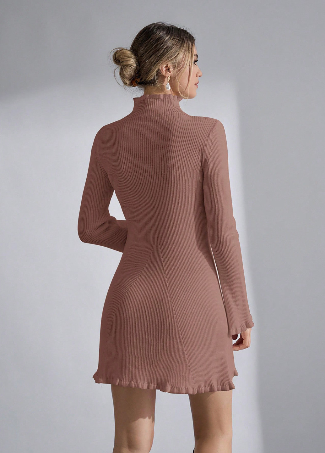 Світло-рожева кежуал сукня сукня светр SHEIN однотонна