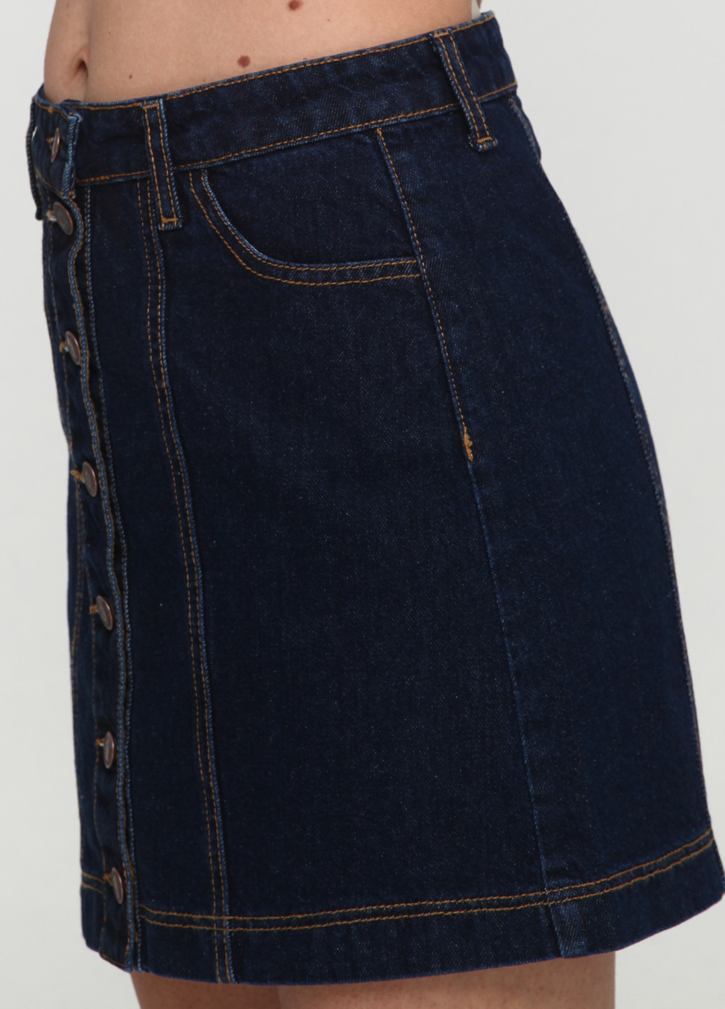 Темно-синяя джинсовая однотонная юбка Stradivarius мини