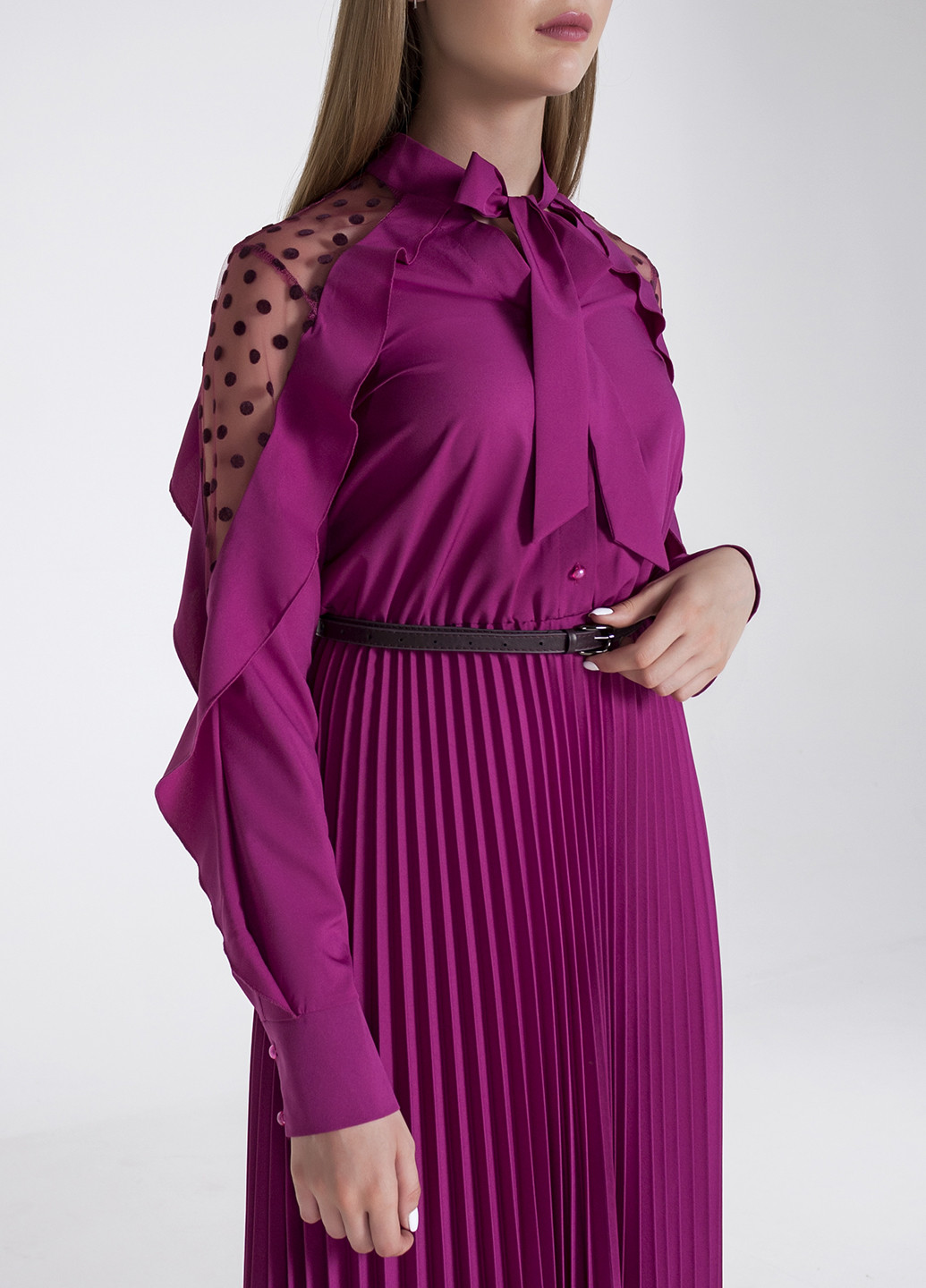 Бордовое коктейльное платье плиссированное Viravi Wear однотонное