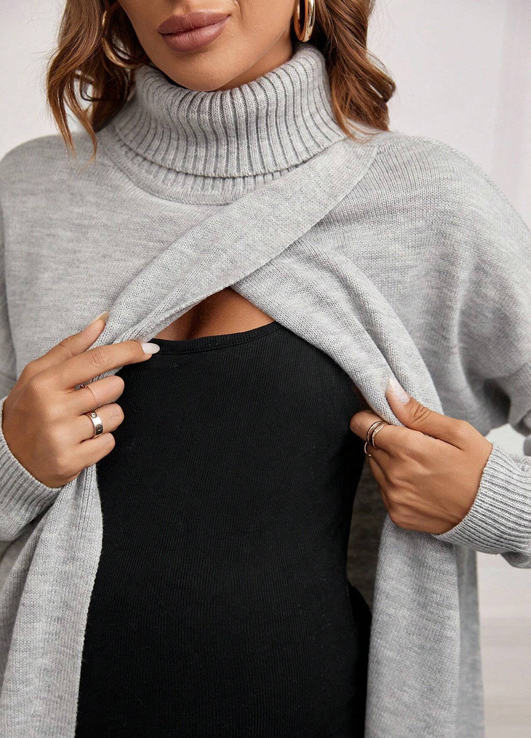 Сірий демісезонний светр для вагітних та годуючих SHEIN