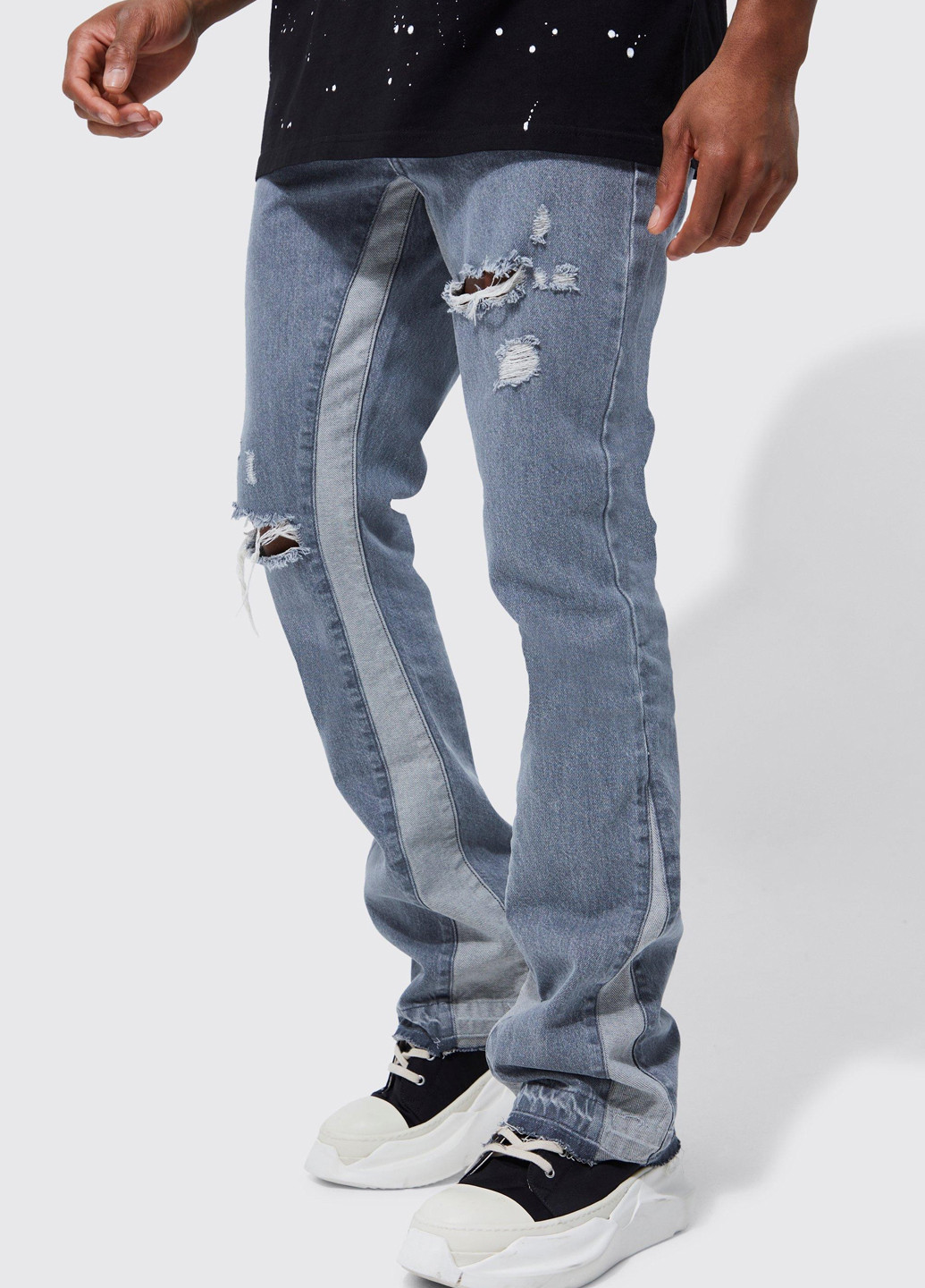 Серо-голубые демисезонные джинсы Boohoo