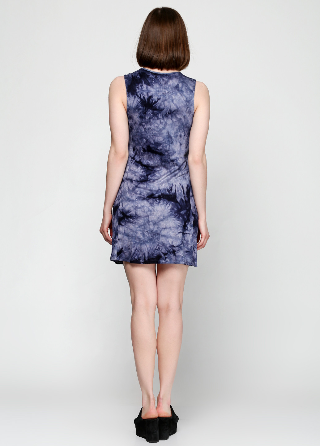 Темно-синее кэжуал платье Miami Style с абстрактным узором