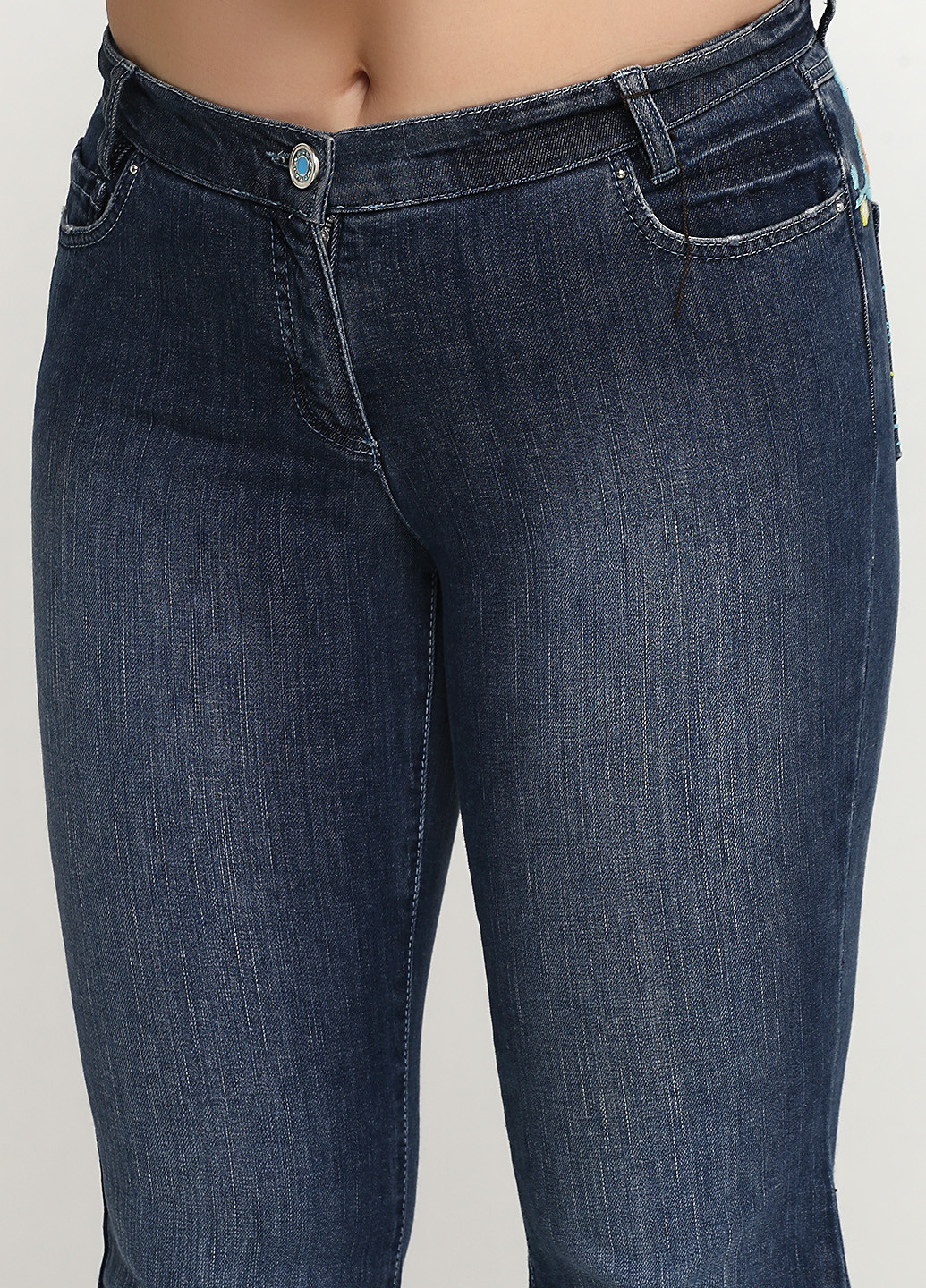 Серо-синие демисезонные прямые джинсы Laurel