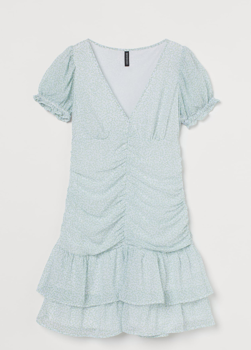 Мятное кэжуал платье H&M с цветочным принтом