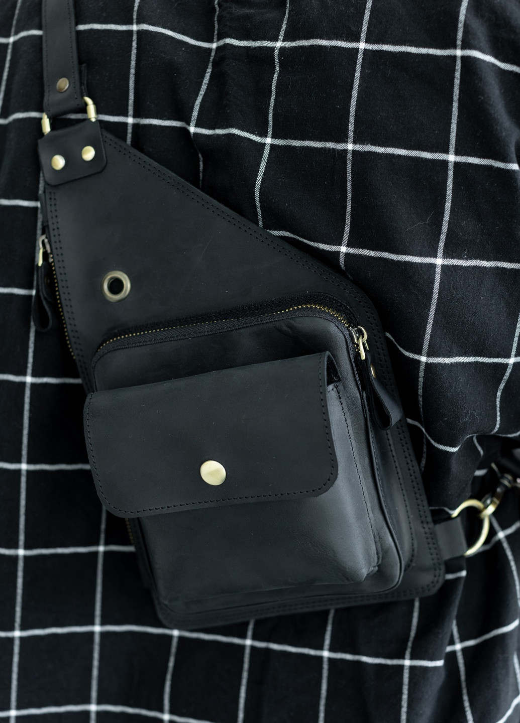 Чоловіча сумка-кобура чорного кольору із натуральної вінтажної шкіри Boorbon (253412634)