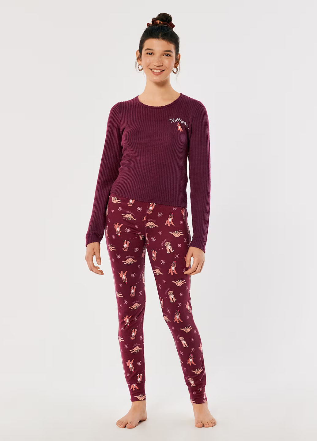 Бордовая всесезон пижама (лонгслив, брюки) лонгслив + брюки Hollister