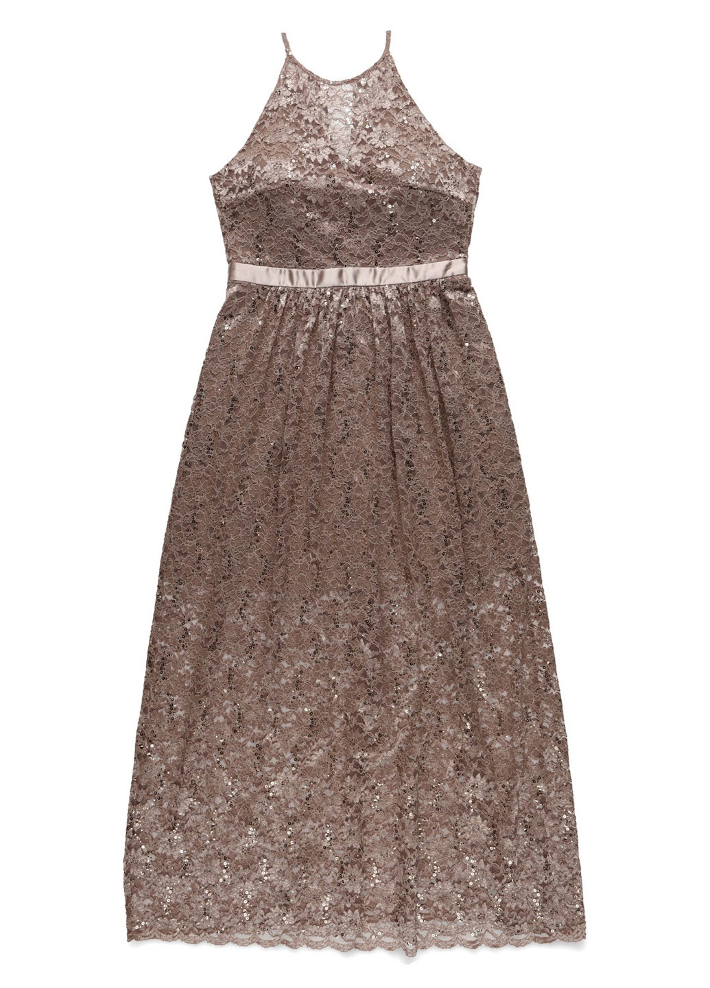 Темно-бежева вечірня, святковий сукня кльош Swing однотонна