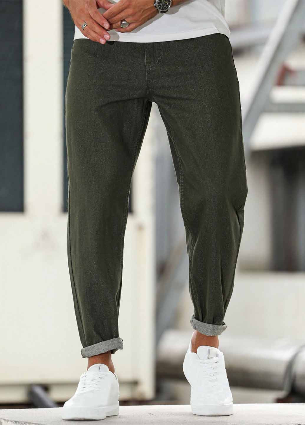 Серо-зеленые демисезонные скинни джинсы SHEIN