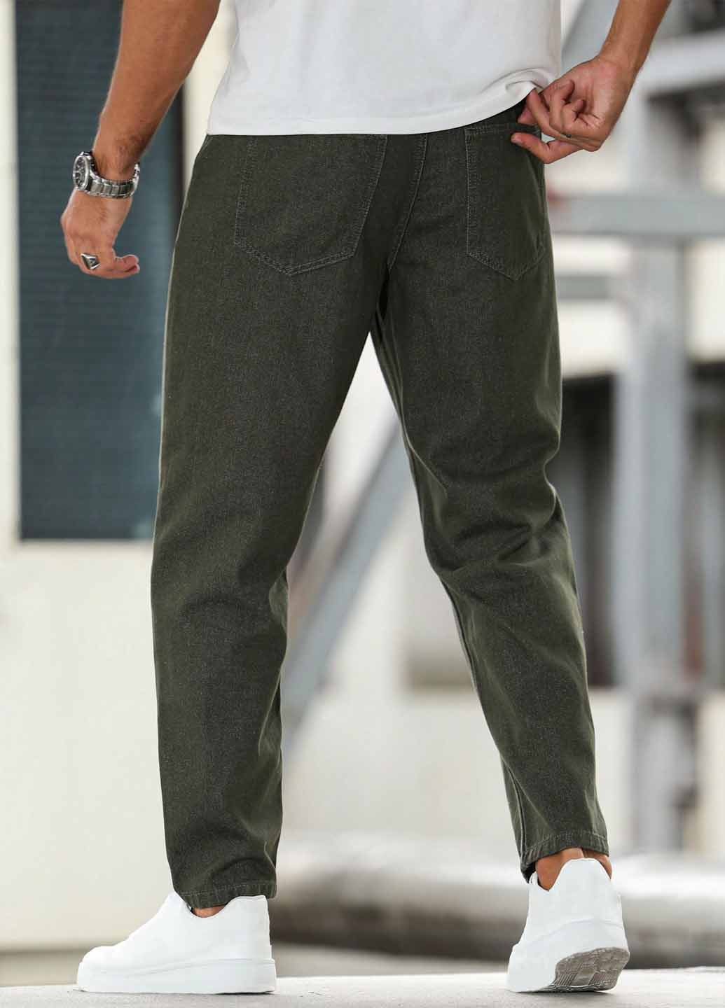 Серо-зеленые демисезонные скинни джинсы SHEIN