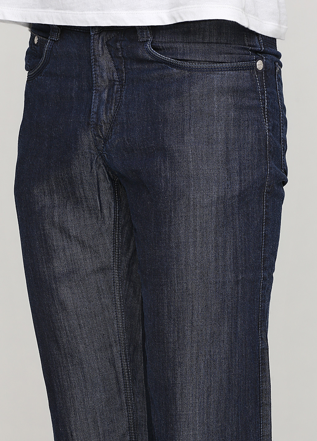 Серо-синие демисезонные прямые джинсы Jemetzzi