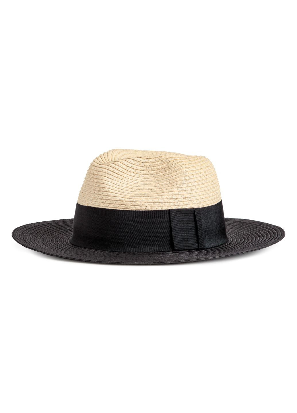 Шляпа H&M широкополая однотонная комбинированная кэжуал солома