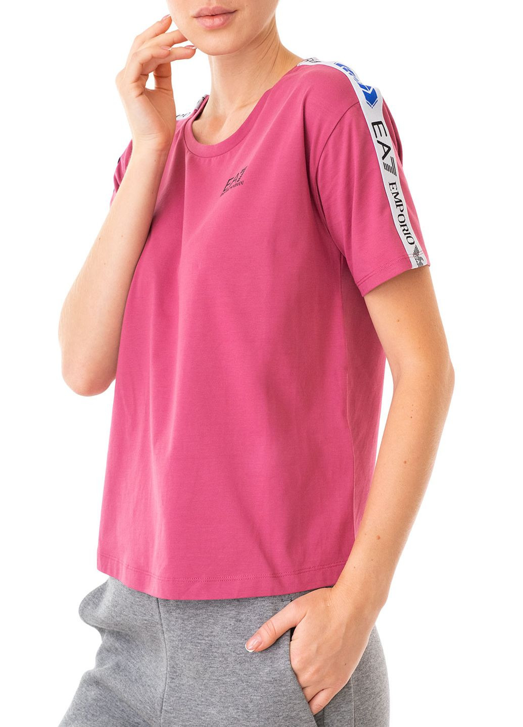 Розовая летняя футболка ARMANI EA7