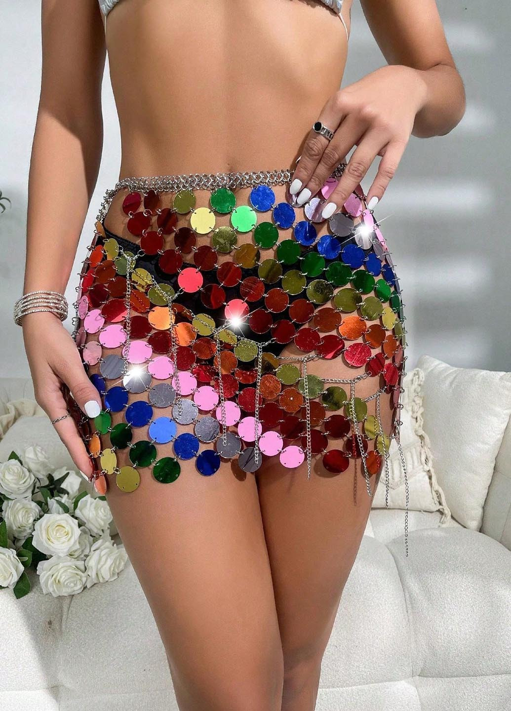 Разноцветная коктейльный, пляжный градиентной расцветки юбка SHEIN