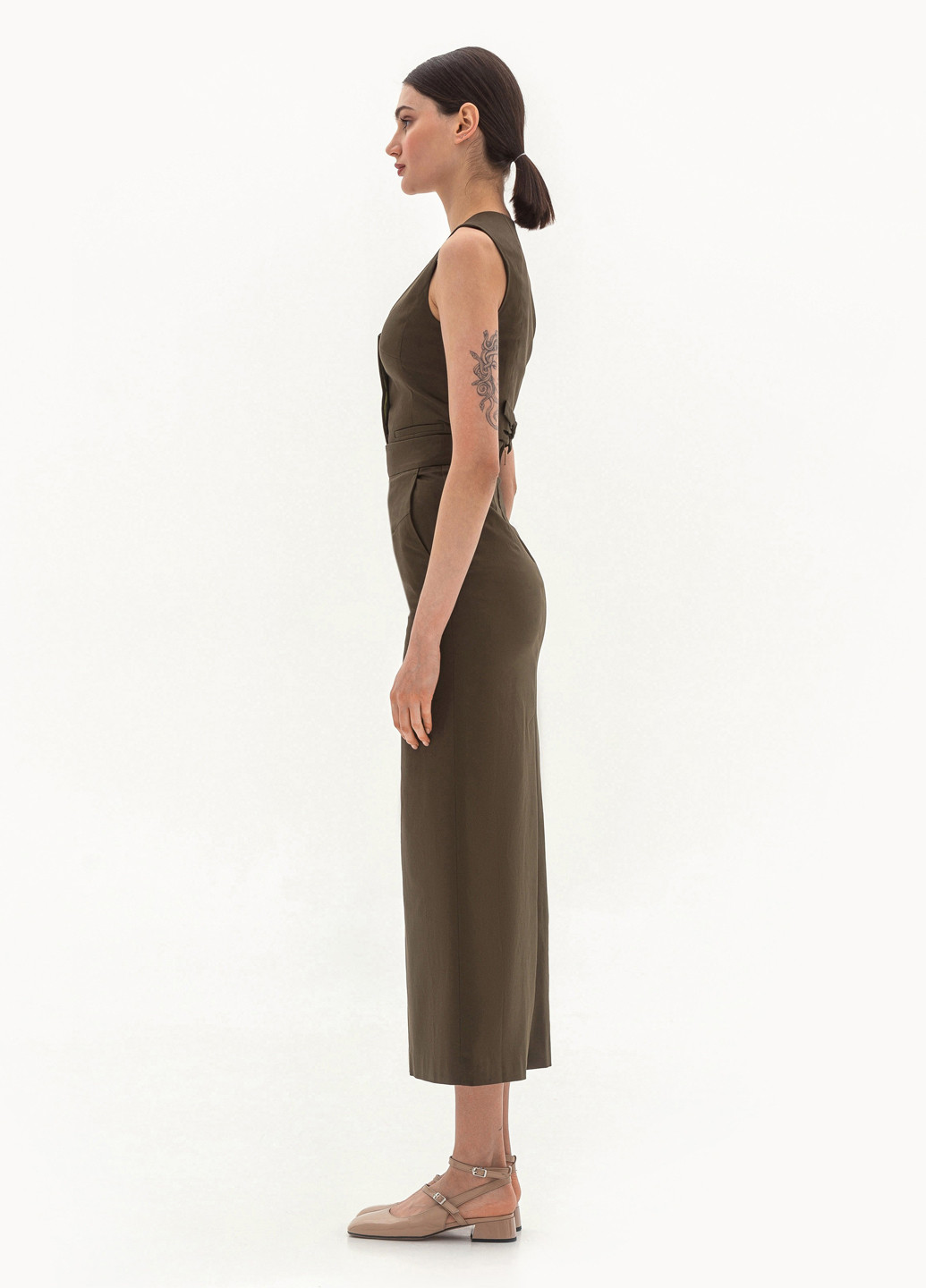 Оливковая (хаки) кэжуал однотонная юбка BGL карандаш