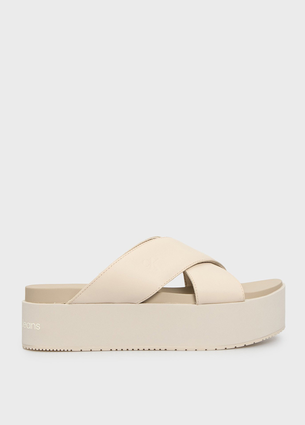 Светло-бежевые шлепанцы Calvin Klein Jeans с тиснением, с логотипом