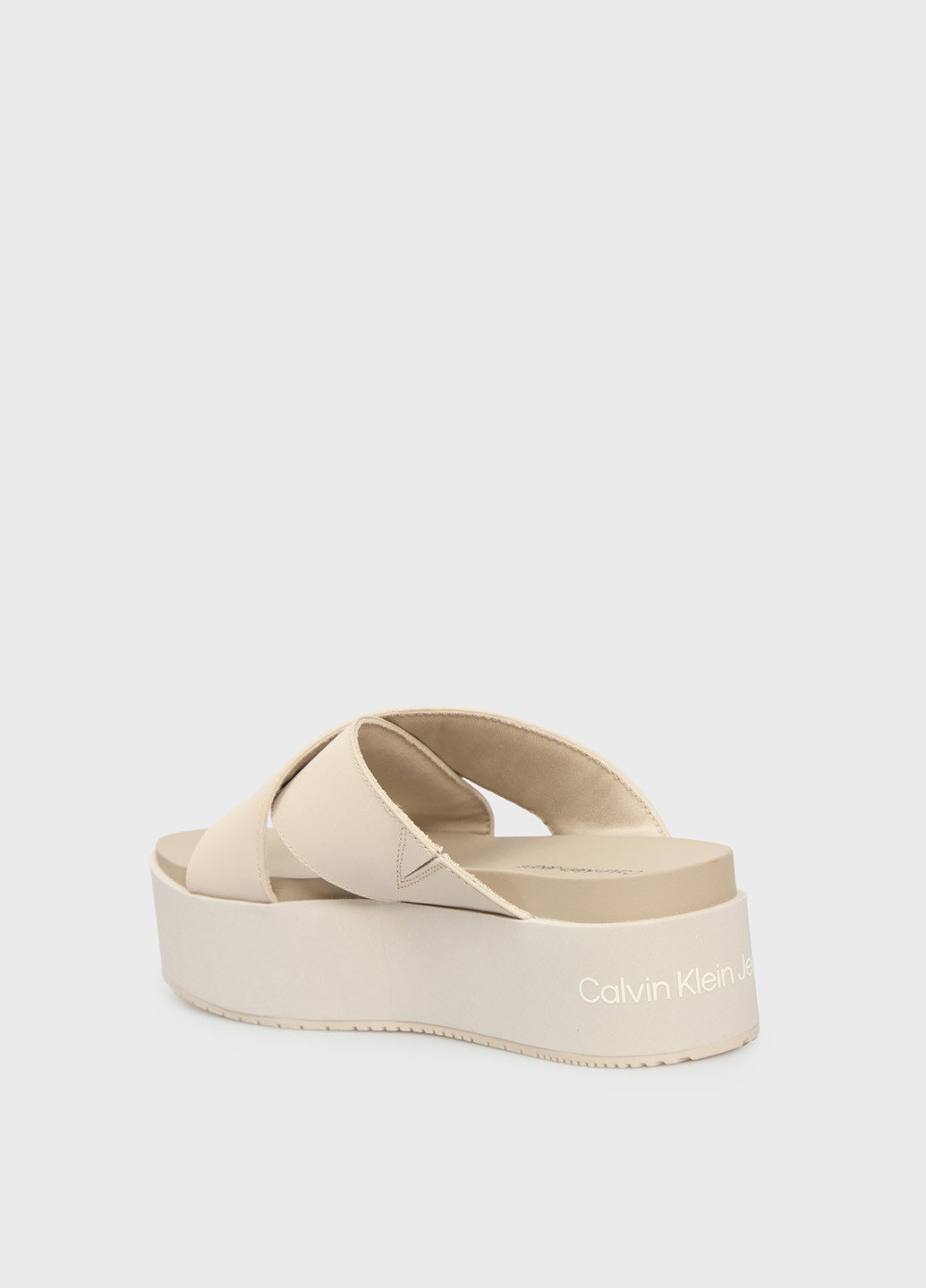 Светло-бежевые шлепанцы Calvin Klein Jeans с тиснением, с логотипом