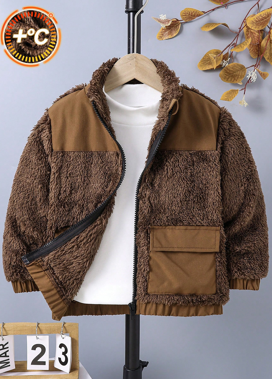 Коричневая демисезонная куртка куртка-пальто SHEIN