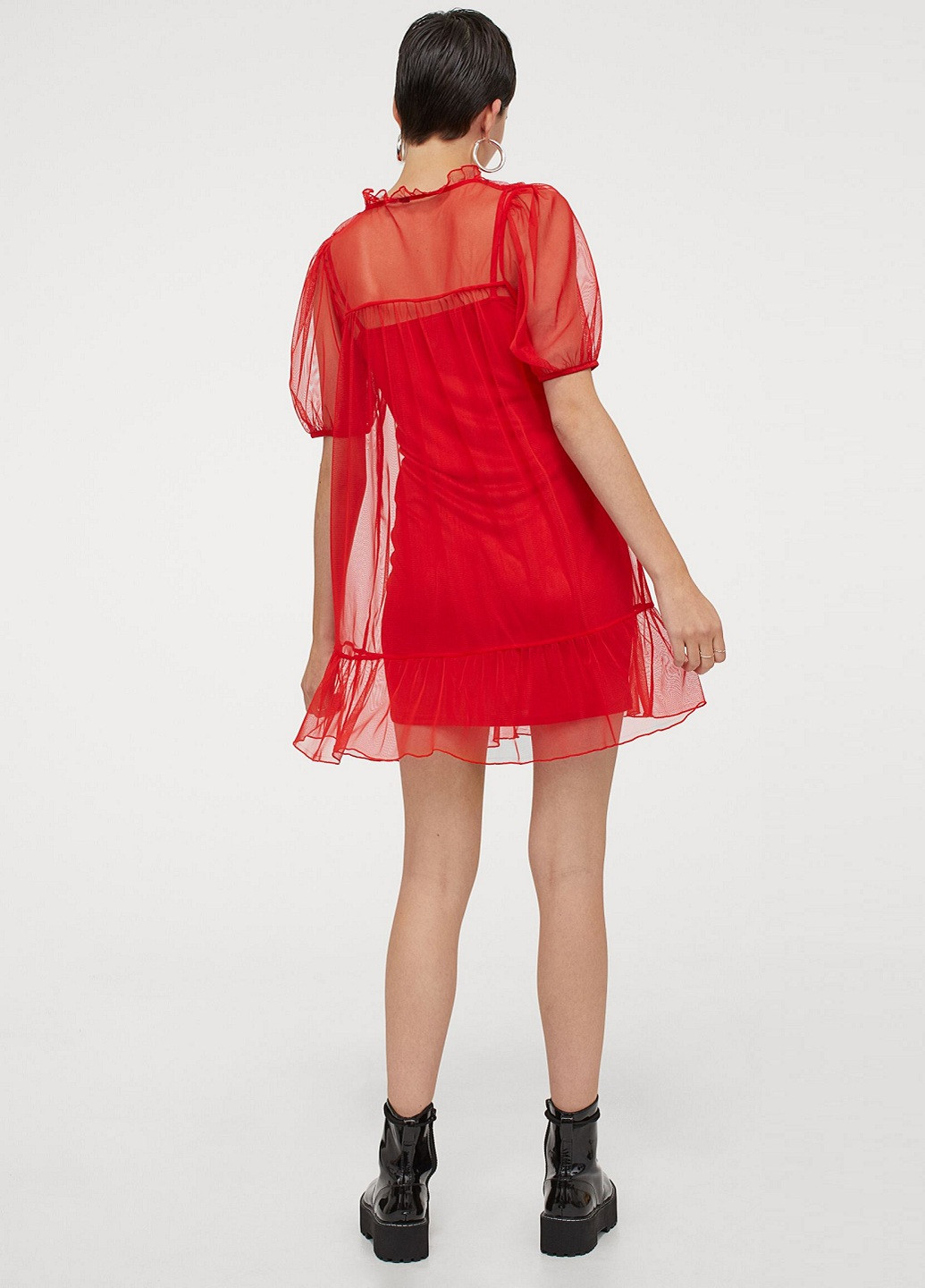 Червона кежуал сукня з підібраним рукавом H&M однотонна