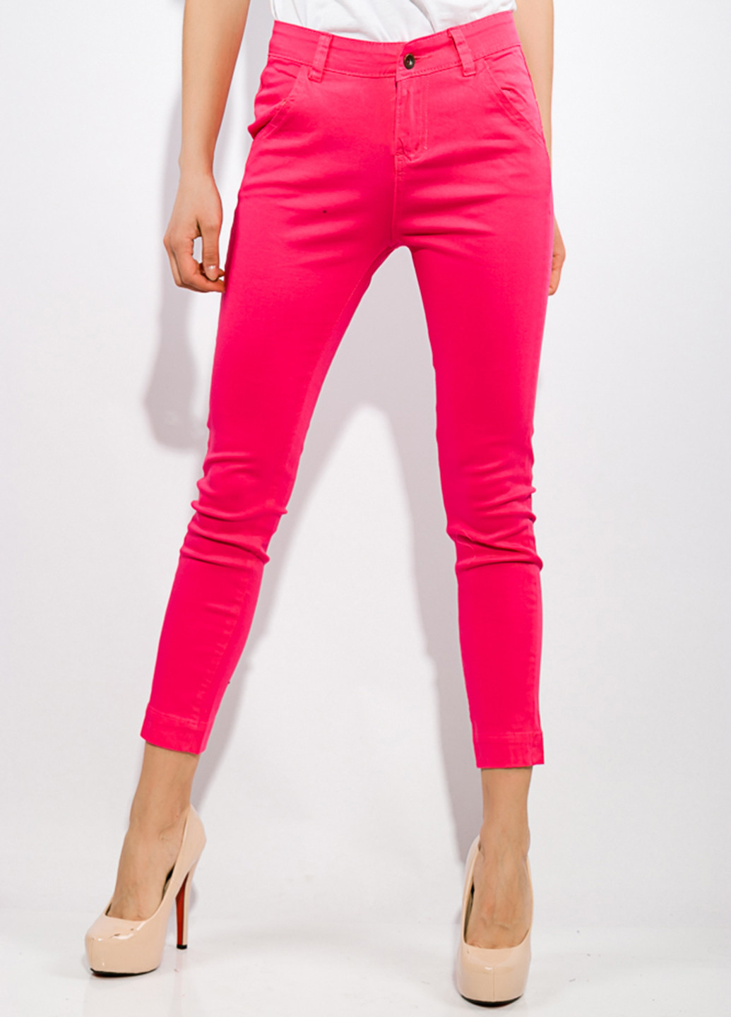 Розовые кэжуал демисезонные зауженные брюки Time of Style