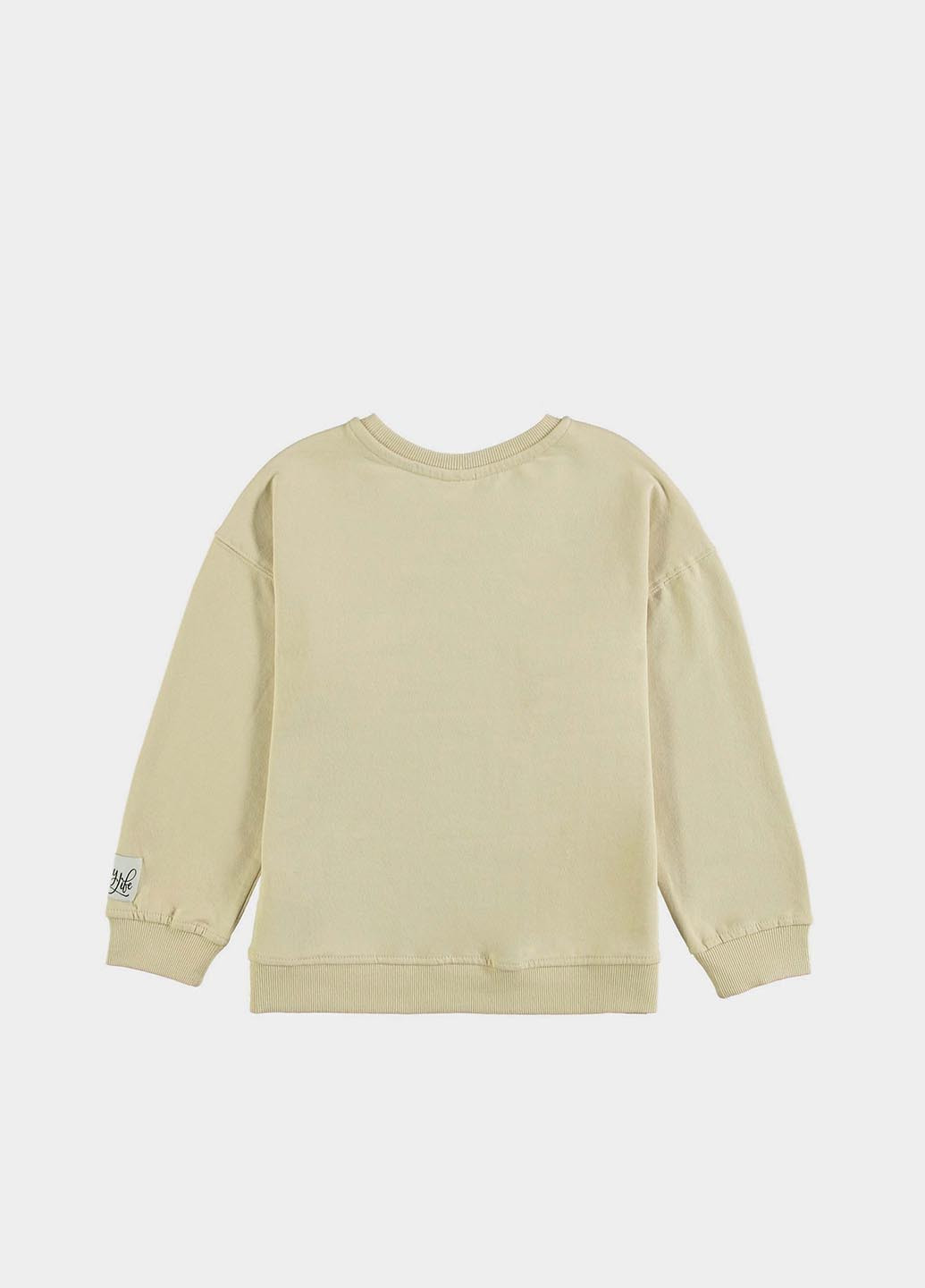 Piazza Italia світшот однотонний бежевий кежуал бавовна