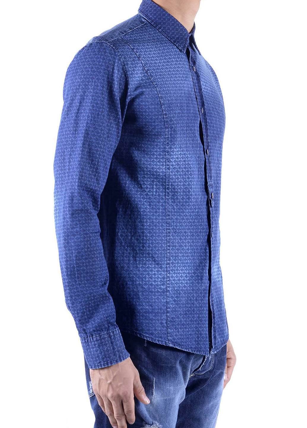 Синяя джинсовая рубашка с орнаментом Made in Italy