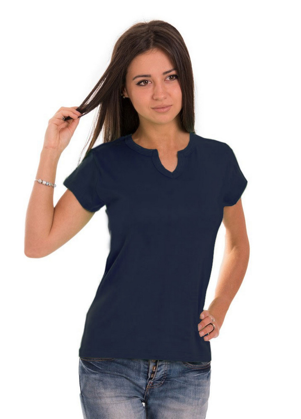 Темно-синяя всесезон футболка женская Наталюкс 21-2383